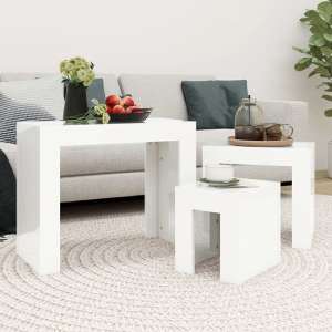 Aolani High Gloss Nest Of 3 Tables In White