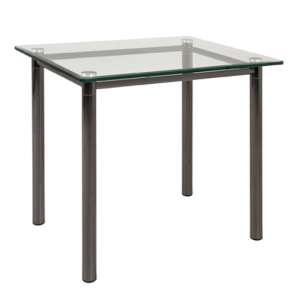 Apache Clear Glass Side Table With Dark Chrome Metal Legs