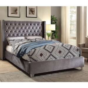 Apopka Plush Velvet Upholstered Single Bed In Steel