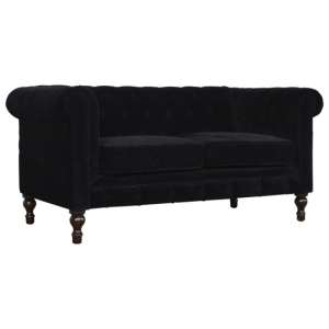 Aqua Velvet 2 Seater Chesterfield Sofa In Black