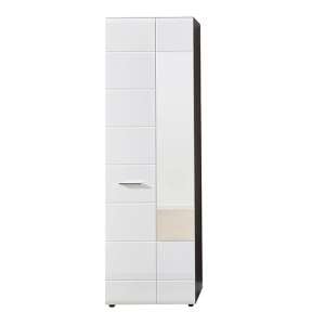 Aquila Wooden Wardrobe In White Gloss And Smoky Silver