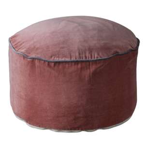 Arabella Round Cotton Pouffe In Blush And Grey