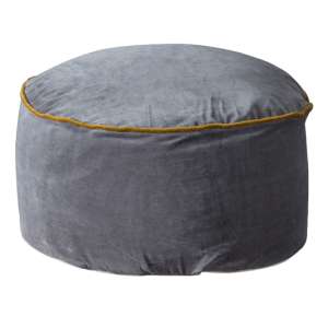 Arabella Round Cotton Pouffe In Grey
