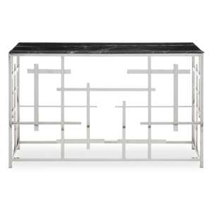 Aralia Black Marble Top Console Table With Silver Metal Frame