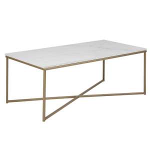 Arcata Rectangular Marble Coffee Table In Guangxi White