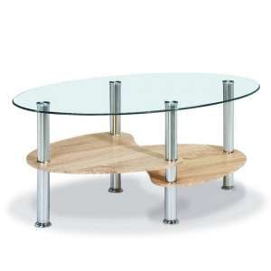 Archet Glass Coffee Table In Clear With Natural Shelves