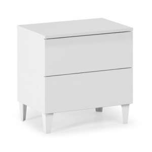 Adonia Wooden Bedside Cabinet In White With 2 Drawers