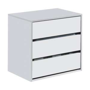 Adonia Wooden Chest Of Drawers In White With 3 Drawers
