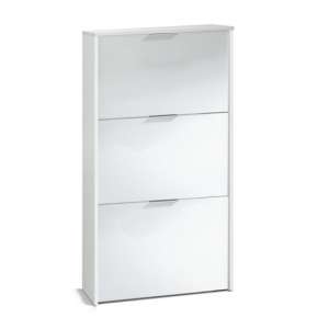 Adonia Wooden Shoe Storage Cabinet  In White With 3 Doors