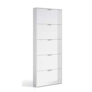 Adonia Wooden Shoe Storage Cabinet  In White With 5 Doors