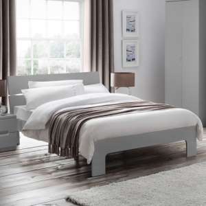 Magaly Wooden King Size Bed In Grey High Gloss