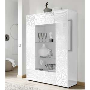 Ardent Modern Display Cabinet In White High Gloss With 2 Doors