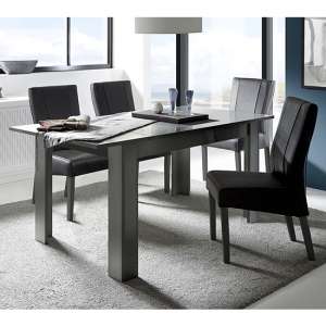 Ardent Extending Dining Table In Grey Gloss With 4 Miko Chairs