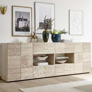 Ardent Wooden Large Sideboard In Sonoma Oak With 2 Doors And LED