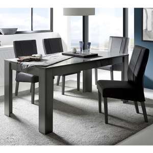 Ardent Rectangular Dining Table In Grey Gloss With 4 Miko Chairs