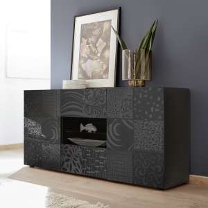 Ardent Sideboard In Grey High Gloss With 2 Doors And LED