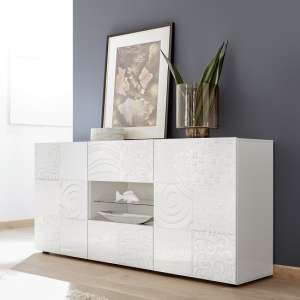 Ardent Sideboard In White High Gloss With 2 Doors And LED