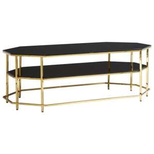 Arezza Black Glass Top Coffee Table With Gold Steel Frame