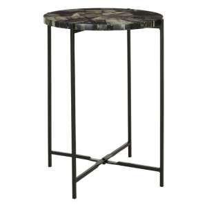 Aristote Wooden Side Table With Black Frame In Antique Green
