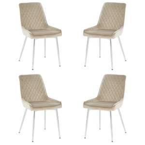 Ariya Set Of 4 Velvet Fabric Dining Chairs In Mink