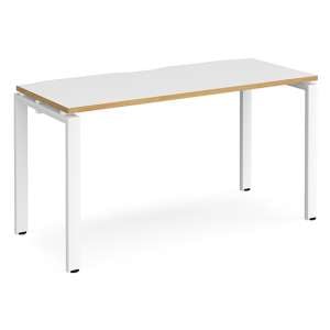 Arkos 1400mm Computer Desk In White And Oak With White Legs