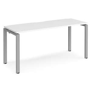 Arkos 1600mm Wooden Computer Desk In White With Silver Legs