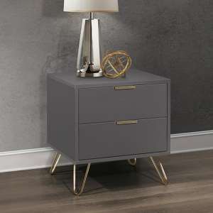Arlo Wooden Bedside Cabinet With 2 Drawers In Charcoal