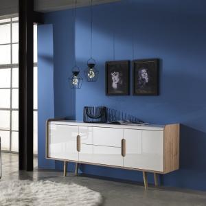 Armano Sideboard In Oak And White High Gloss With 2 Doors