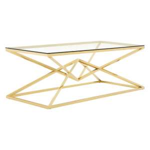 Armenia Glass Coffee Table With Champagne Gold Steel Frame
