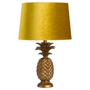 Arminian Pineapple Table Lamp In Gold With Mustard Shade