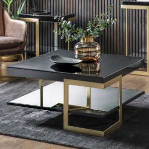 Arodena Gloss Black Coffee Table With Golden Frame