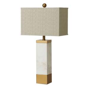 Arriba Table Lamp In Taupe With Ribbed Details