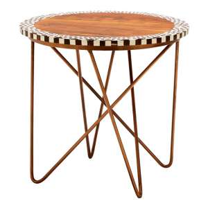 Artok Round Wooden Side Table With Black Legs In Natural