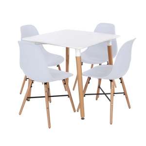 Airdrie Square Bistro Table Set In White With 4 Chairs