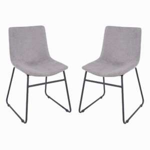 Airdrie Grey Fabric Dining Chair With Black Metal Legs In Pair