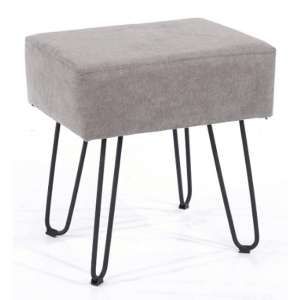 Airdrie Rectangular Fabric Stool In Grey With Metal Legs