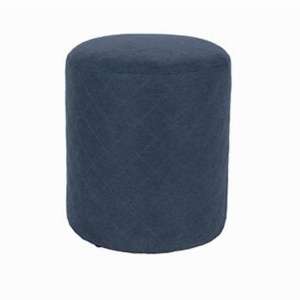Airdrie Upholstered Round Fabric Stool In Blue