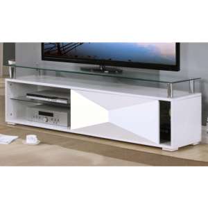 Rasida Glass Top TV Stand In White High Gloss