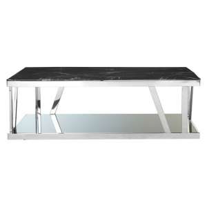 Orion Black Marble Top Coffee Table With Stainless Steel Frame