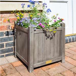 Arundel Square Wooden Planter In Grey Wash