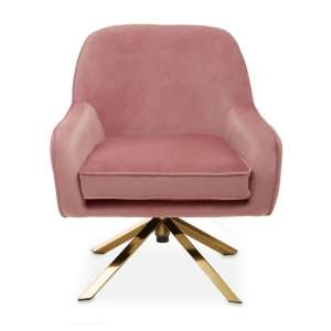 Asansol Velvet Bedroom Chair In Pink With Gold Legs