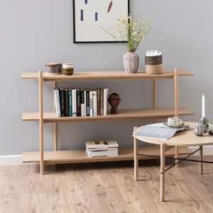 Asboek Wooden 3 Shelves Bookcase In Oak Matt White