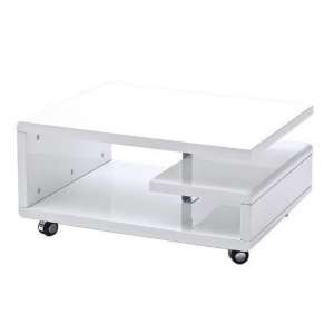 Asellus Coffee Table In White High Gloss With Castors