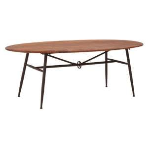 Ashbling Wooden Dining Table With Black Metal Frame In Natural