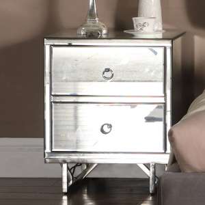 Aerfen Mirrored Bedside Cabinet With 2 Drawers