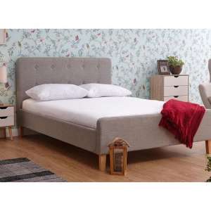 Alkham Wooden Double Bed In Light Grey