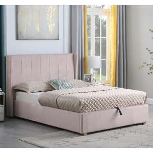 Ashburton Velvet Fabric Storage King Size Bed In Pink