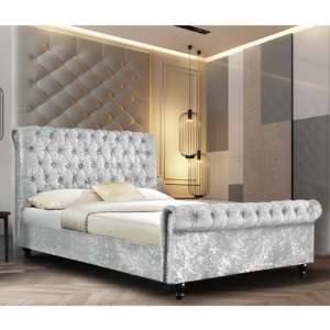 Ashland Crushed Velvet Super King Size Bed In Silver