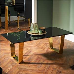 Ashwell High Gloss Coffee Table In Black With Gold Legs
