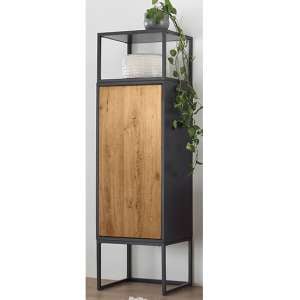 Asmara Wooden 1 Door Storage Cabinet In Anthracite And Oak